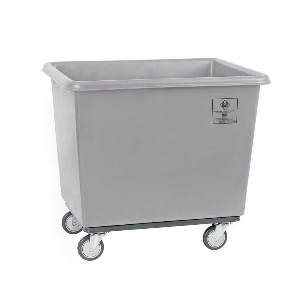 R&B Wire 16 Bushel Heavy Duty Poly Truck, All Swivel Casters, Gray